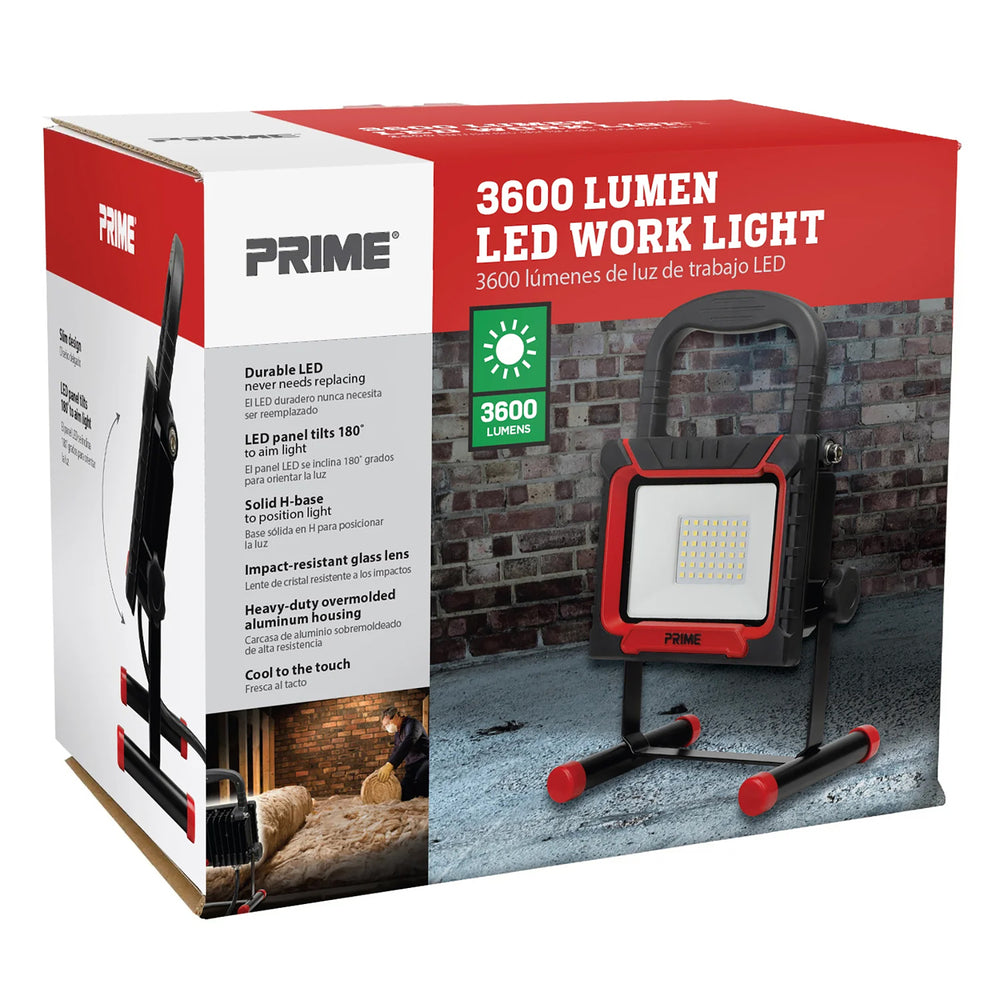 Prime LEDWLS03 3600LM LED Work Light with Tiltable Stand and 5-Ft. Cord