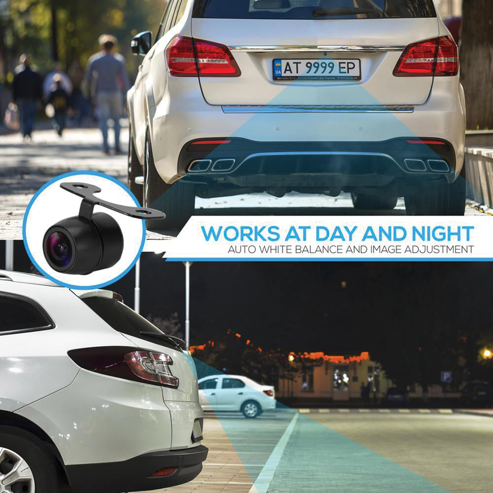 Pyle PLCM38FRV Car Camera Front and Rear View, LED Night Vision, Wide Angle, RCA Video