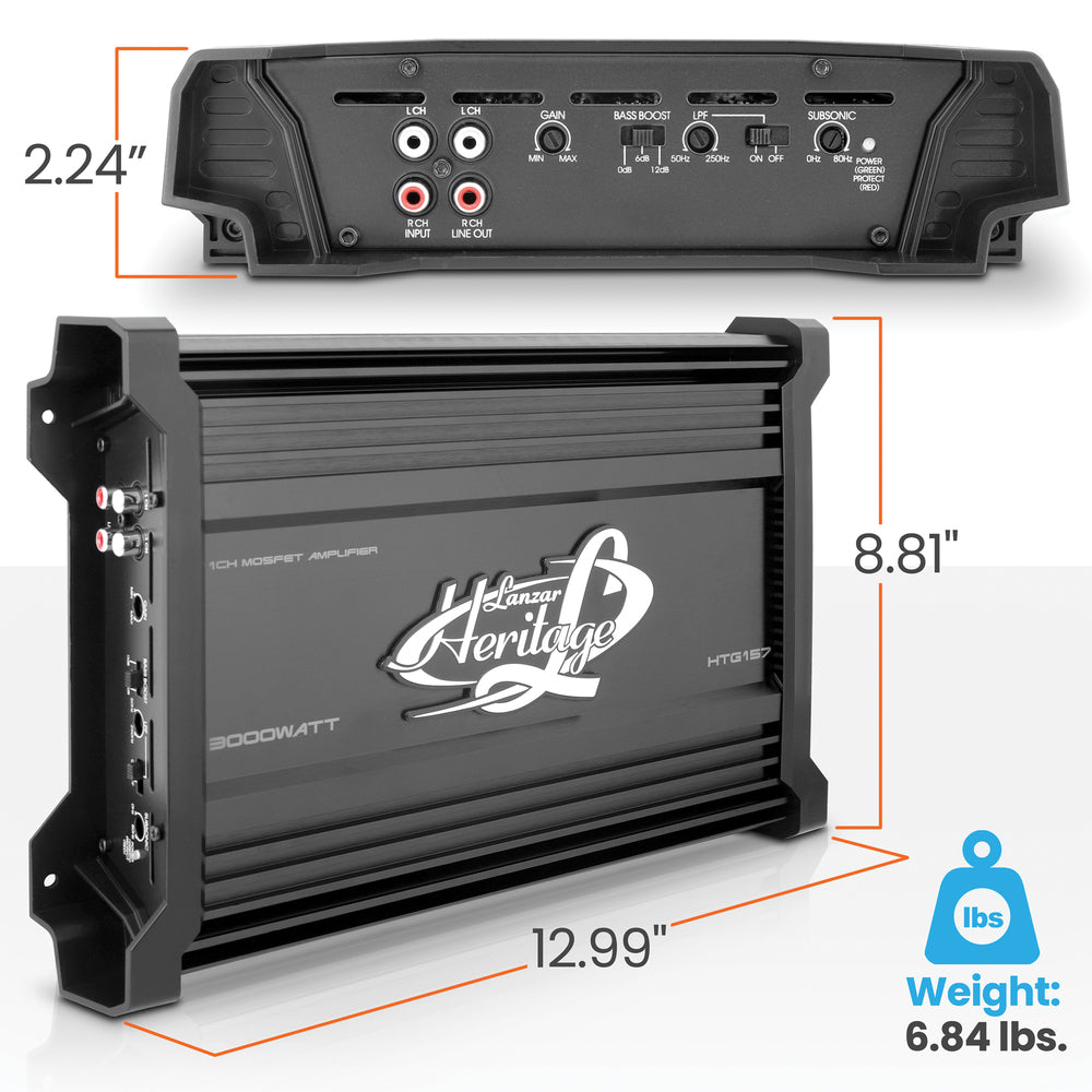 Lanzar HTG157 Monoblock Amplifier 3000W Max Power