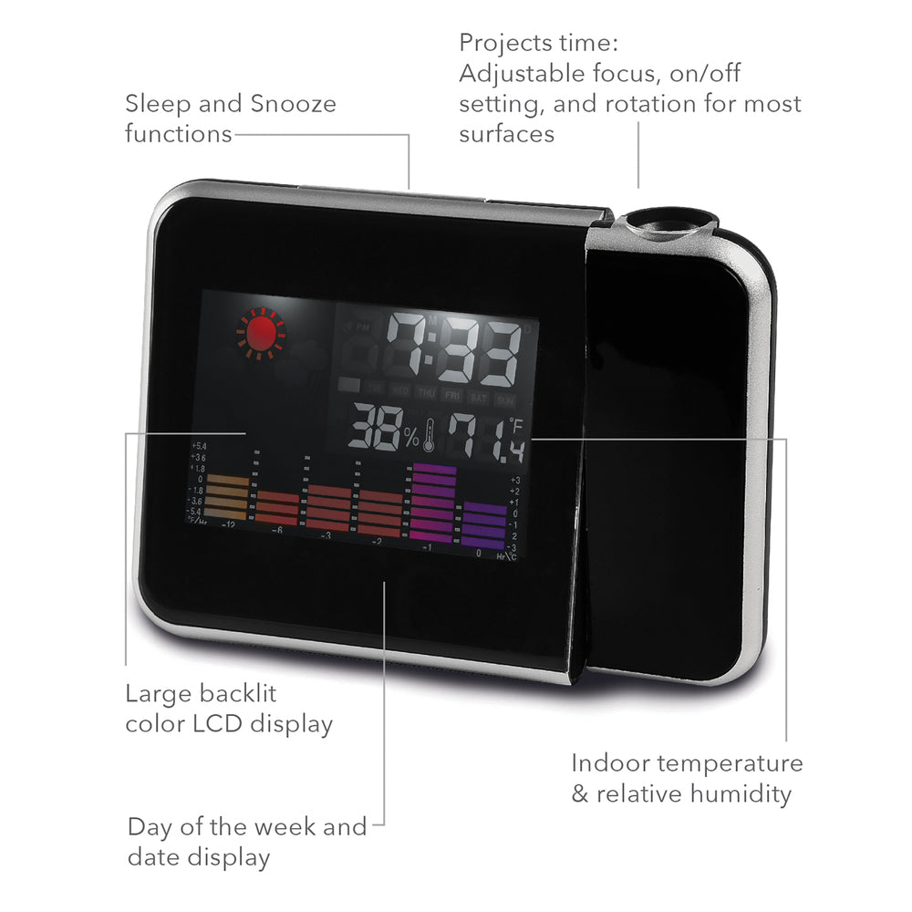 RCA RCPJ100A1 Alarm Clock Projector with Color Display
