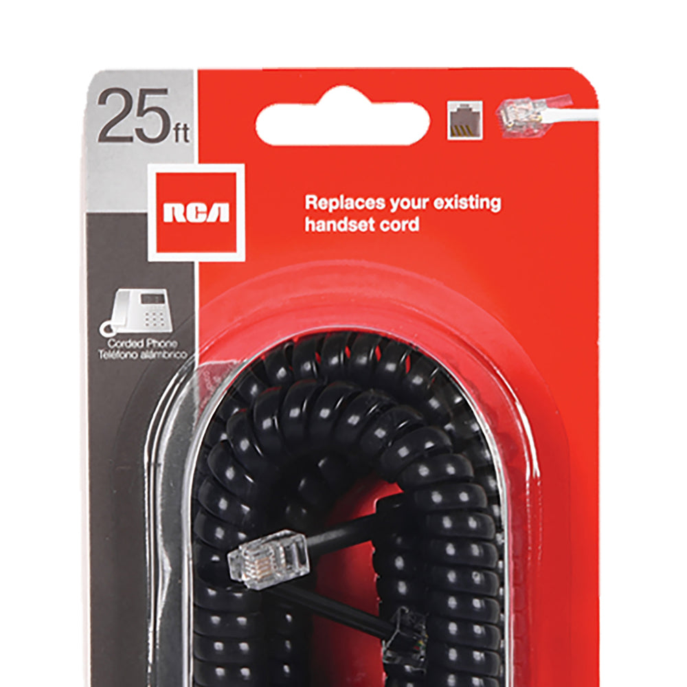 RCA TP282BLRV 25Ft Phn Coil Cord Black