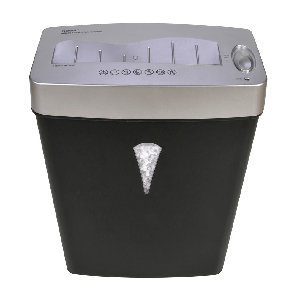 Royal 29366Y MC500 Micro Cut Shredder - 5 Sheet Capacity, 4mm x 10mm Cuts, Shreds Credit Cards