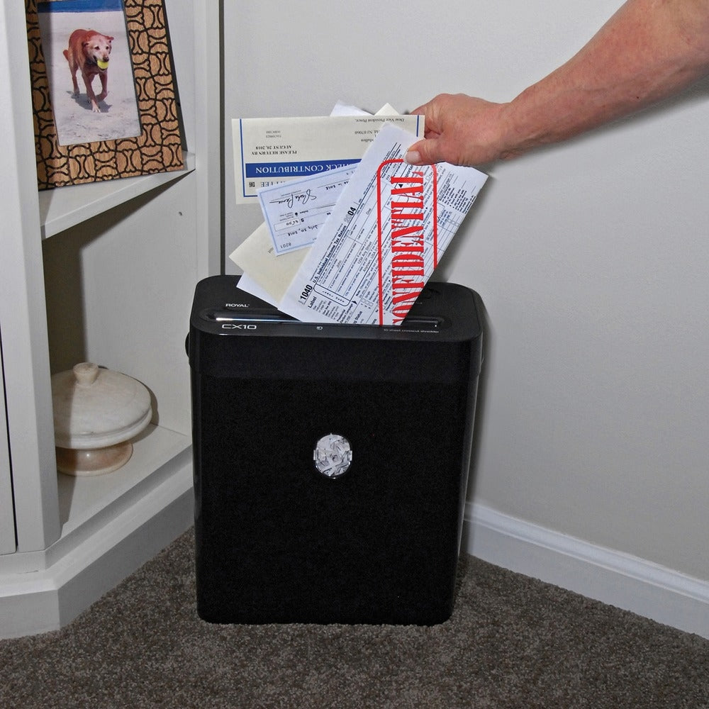 Adler Royal 89342X Cx10 Cross Cut Shredder - Shreds 10 Sheets, 3.5 Gallon Wastebasket, Black Image 1