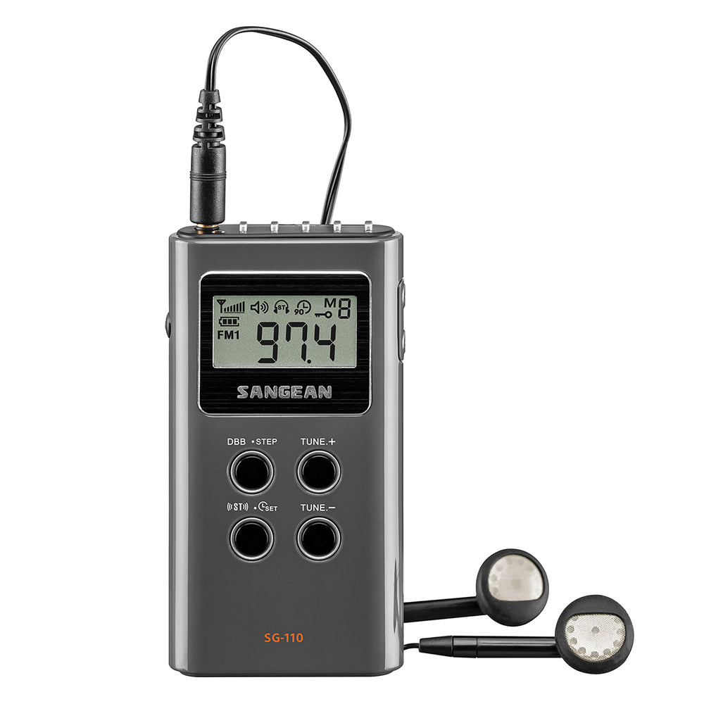 Sangean SG-110 AM/FM Digital Pocket Radio with DSP Tuning and 15 Memory Presets