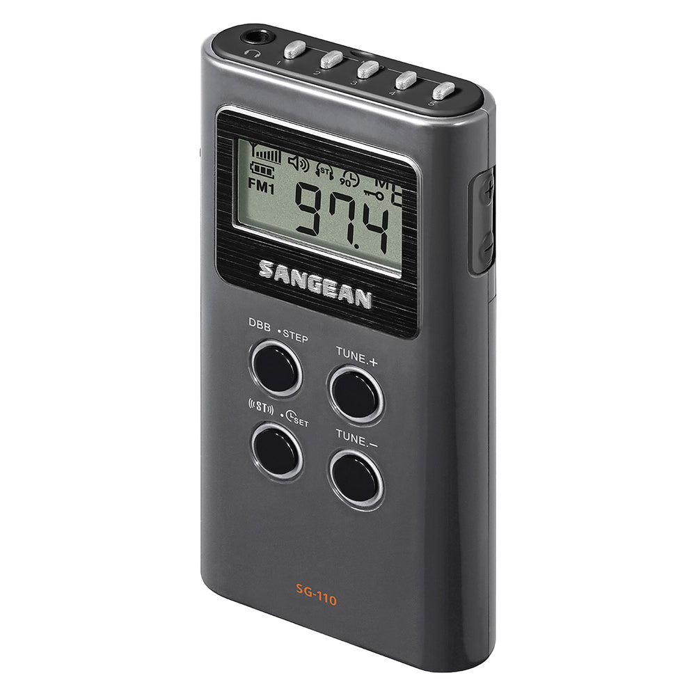 Sangean SG-110 AM/FM Digital Pocket Radio with DSP Tuning and 15 Memory Presets Image 1