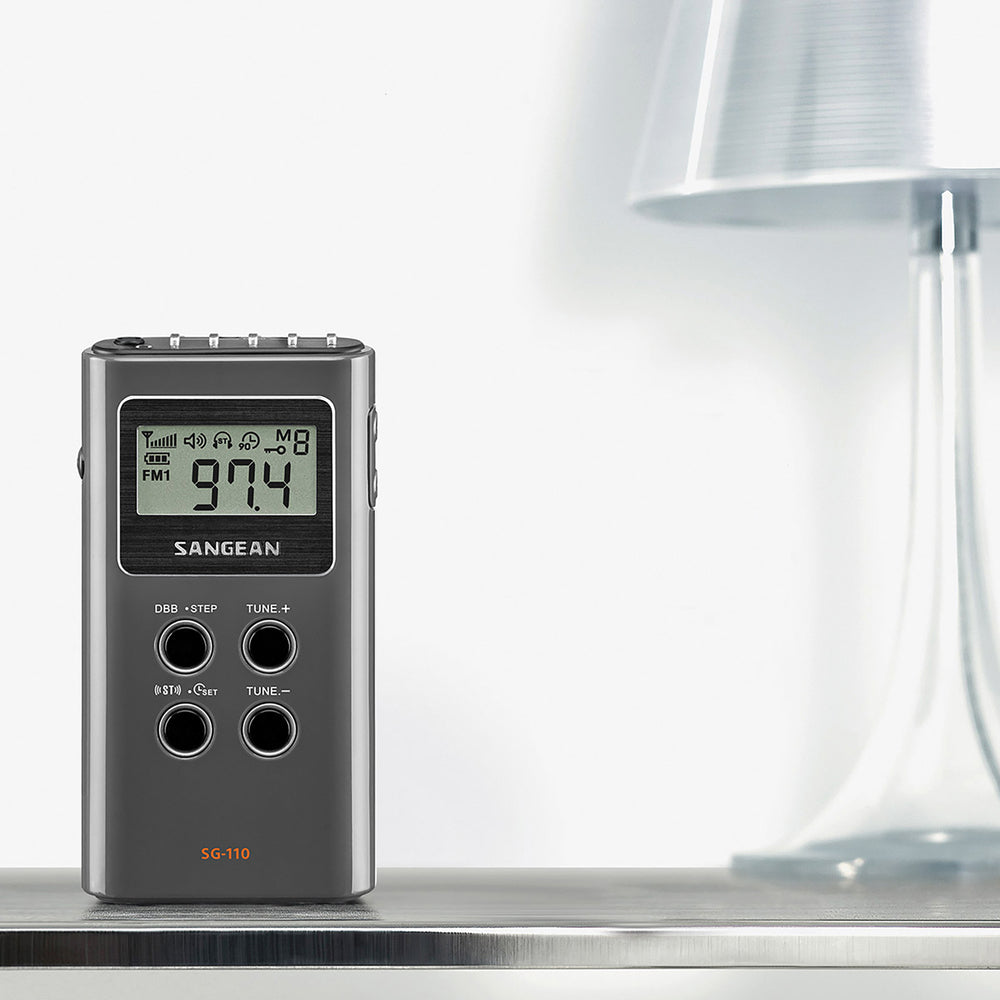 Sangean SG-110 AM/FM Digital Pocket Radio with DSP Tuning and 15 Memory Presets