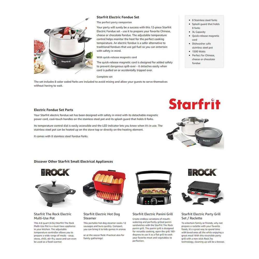 Starfrit 024700-004-0000 Electric Fondue Set 8 Person