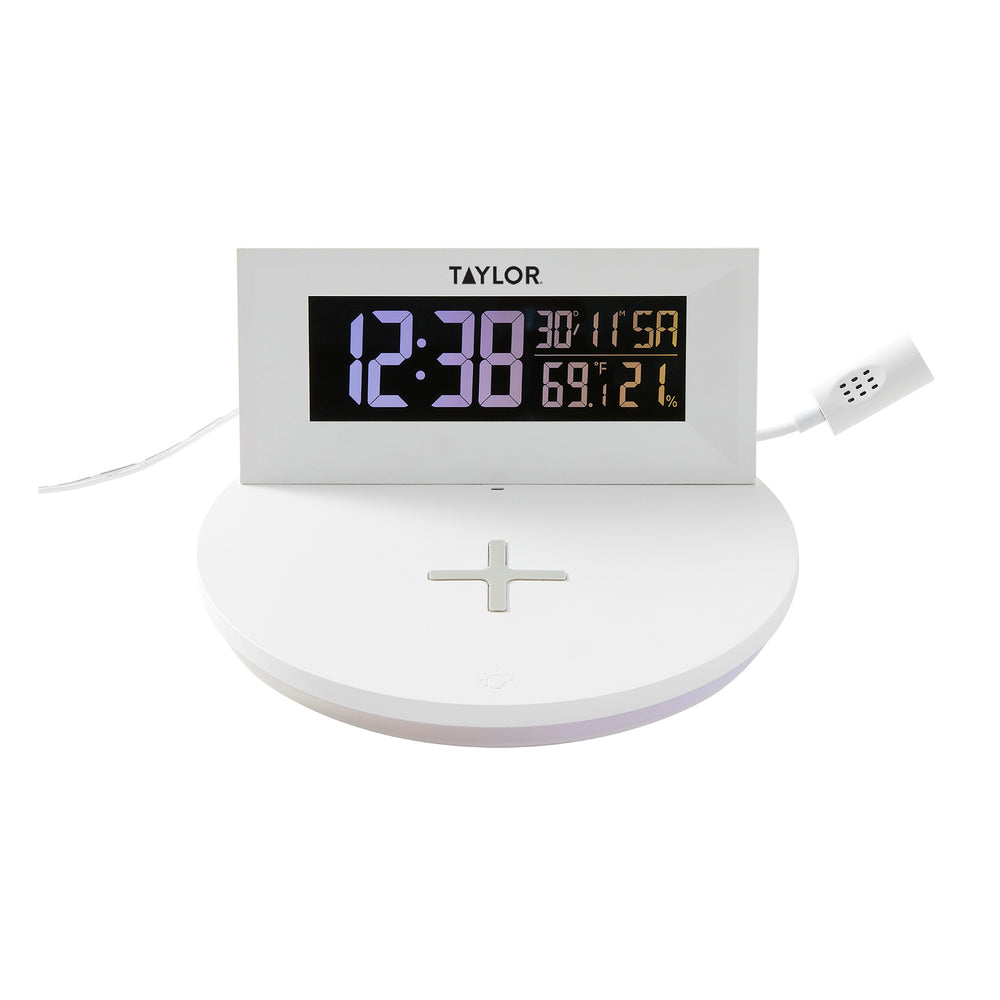 Taylor 5287333 Digital Indoor Weather Station with Mood Light and Wireless Charging Pad Image 1