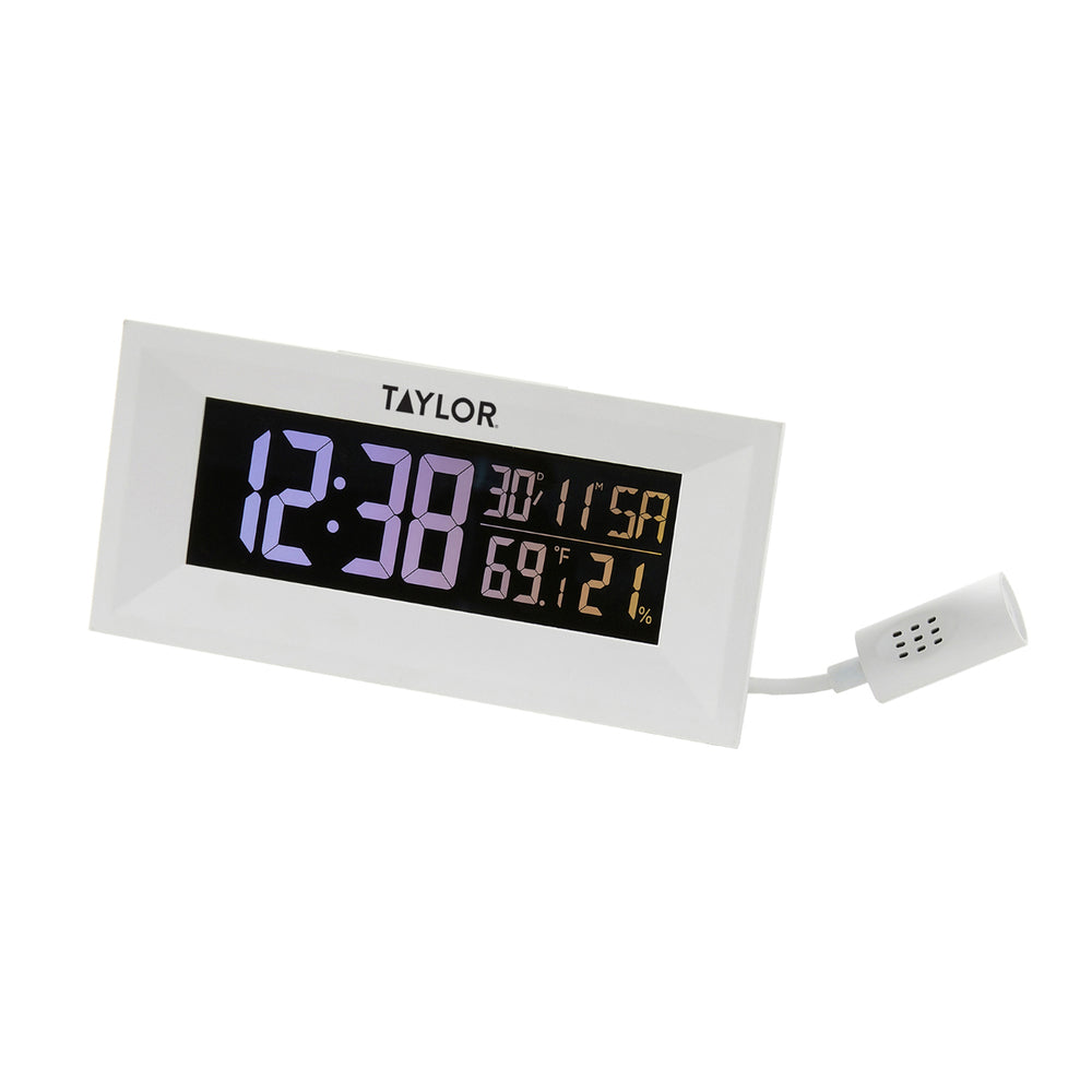 Taylor 5287333 Digital Indoor Weather Station with Mood Light and Wireless Charging Pad