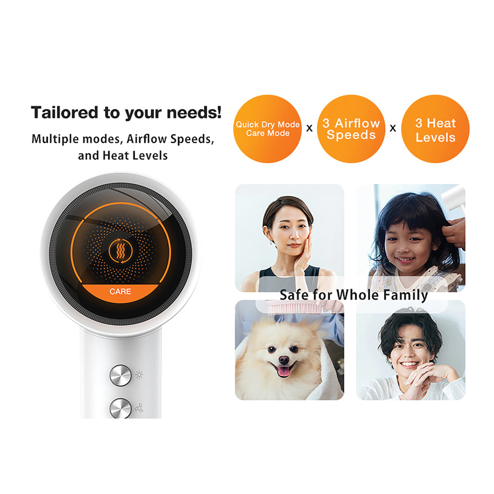 Torras X00HR2004 Hair Dryer White LCD Display 1600W High-Speed Brushless Motor