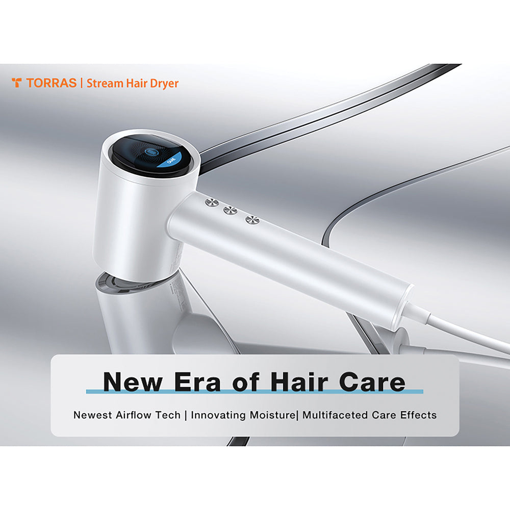 Torras X00HR2004 Hair Dryer White LCD Display 1600W High-Speed Brushless Motor