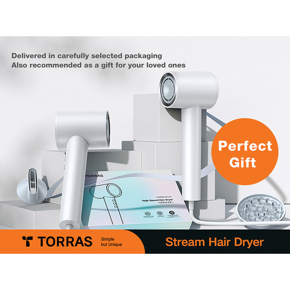 Torras X00HR2004 Hair Dryer White LCD Display 1600W High-Speed Brushless Motor