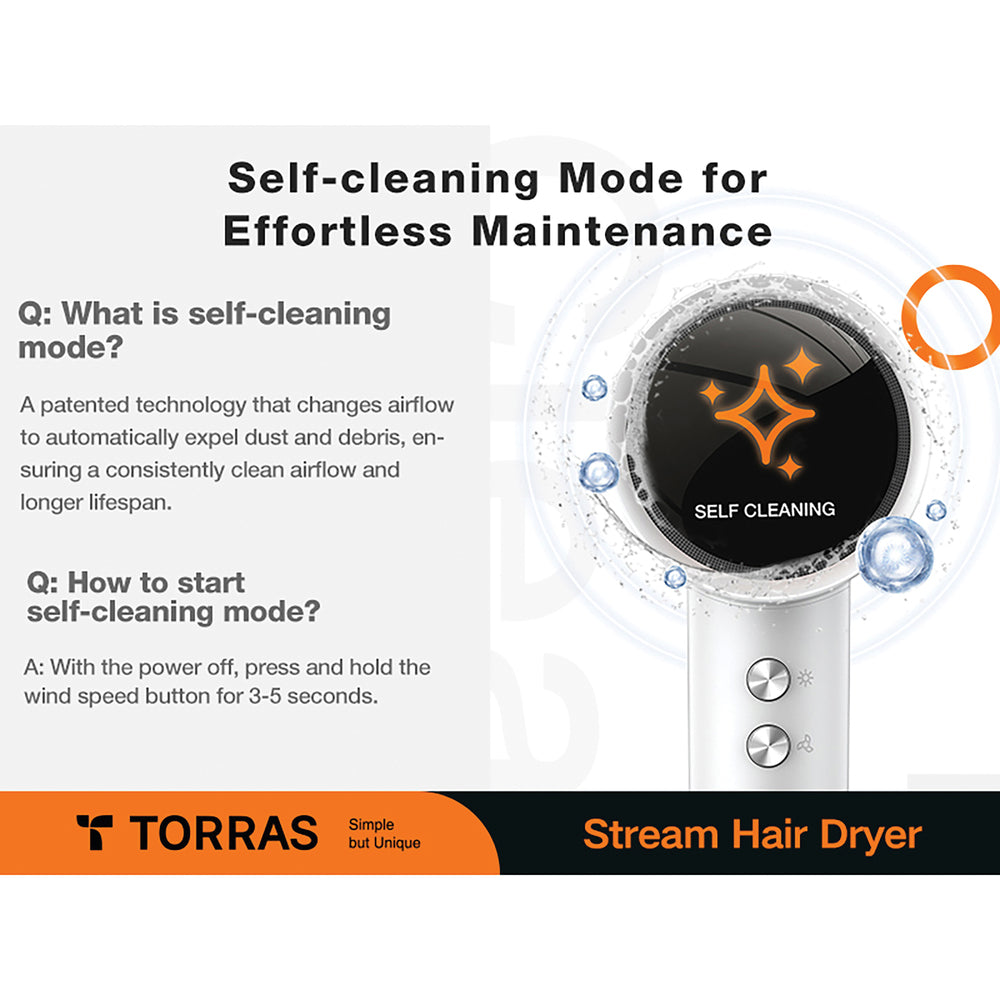 Torras X00HR2004 Hair Dryer White LCD Display 1600W High-Speed Brushless Motor