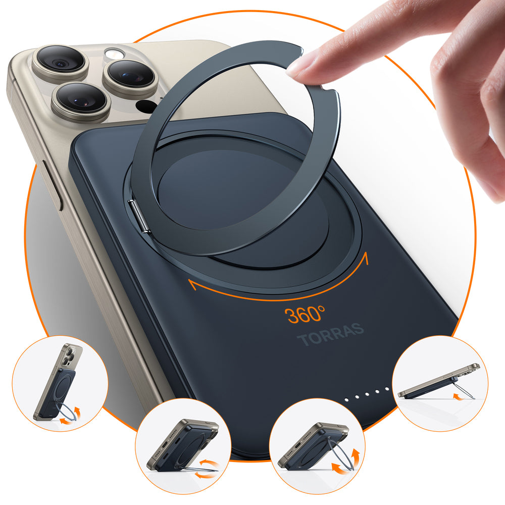 Torras X00PB2002 5000mAh Wireless Power Bank with Rotatable Kickstand