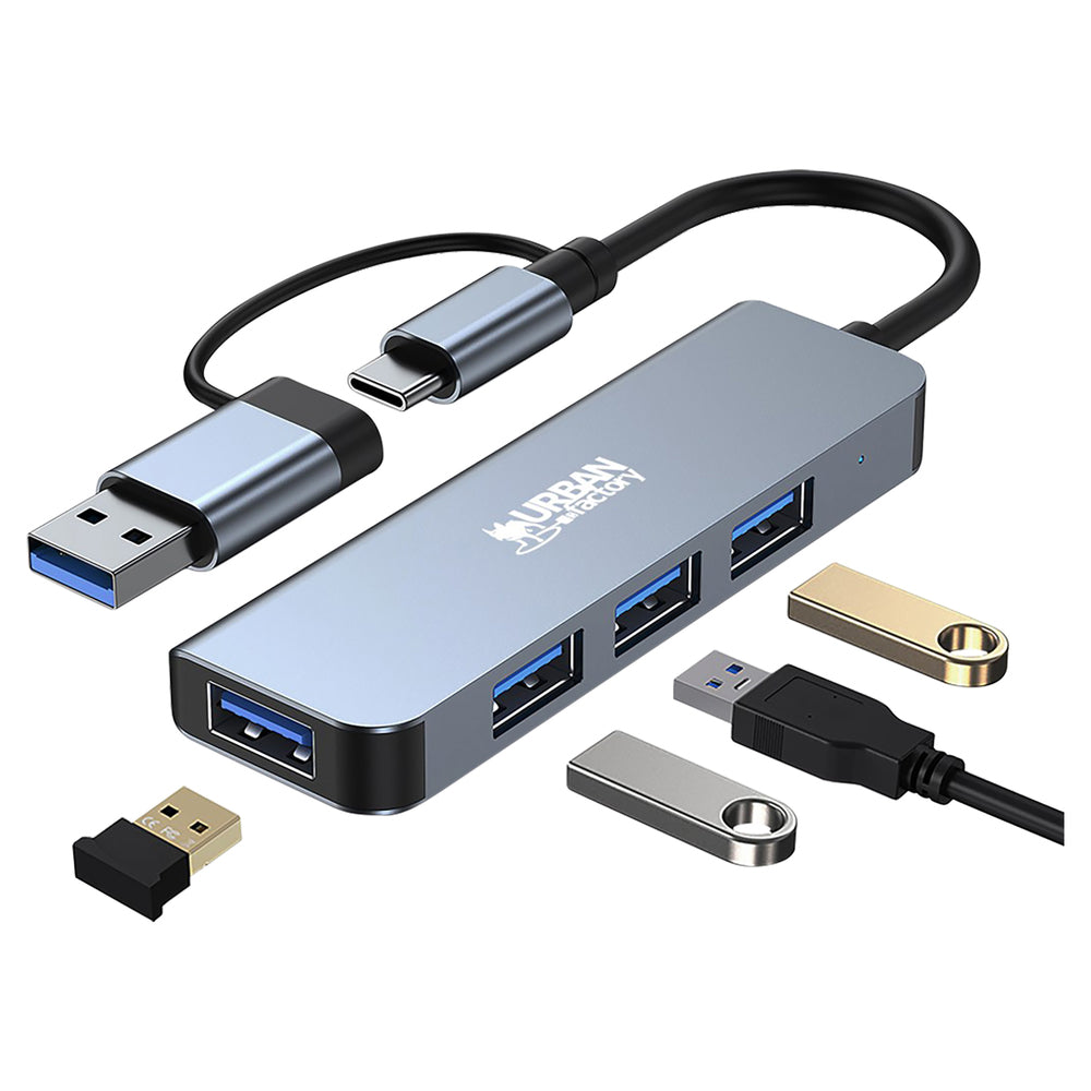 Urban Factory MHC35UF USB-A/USB-C Hub with 4 USB 3.0 Ports Image 1