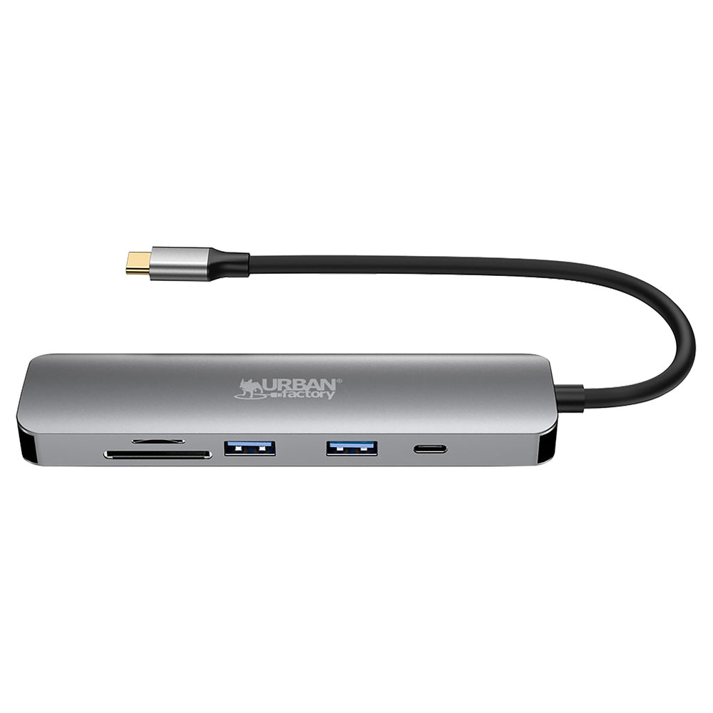 Urban Factory MHC45UF USB-C Hub 6-In-1 with 2 USB-A, 1 HDMI 4K, Card Readers
