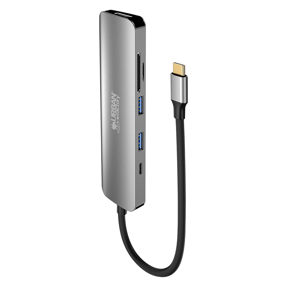 Urban Factory MHC45UF USB-C Hub 6-In-1 with 2 USB-A, 1 HDMI 4K, Card Readers