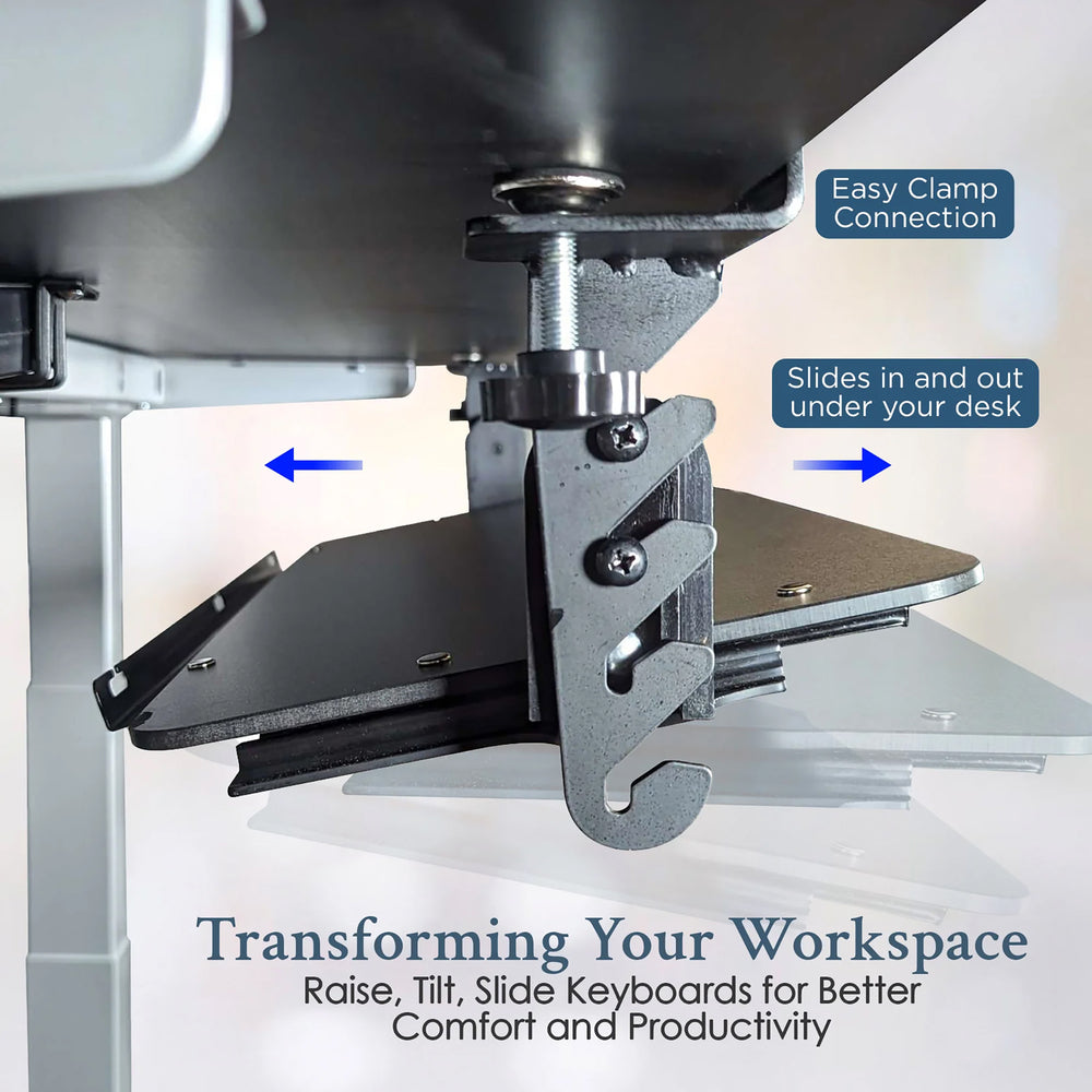 Uncaged ergonomics KT4-B Keyboard Tray - Clamp-On Slide-Out, Black