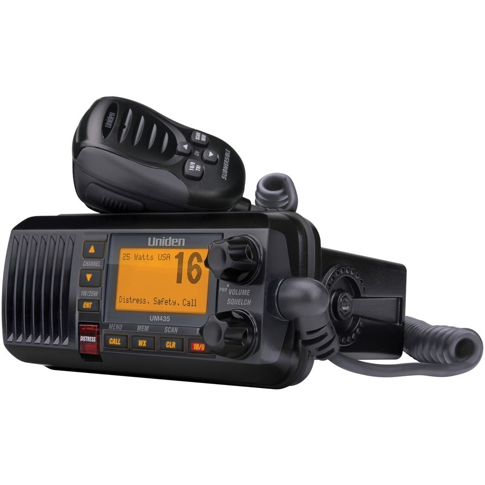 Uniden UM385BK 25 WATT FIXED MOUNT CLASS D SUBMERSIBLE VHF MARINE RADIO 4 DIGIT