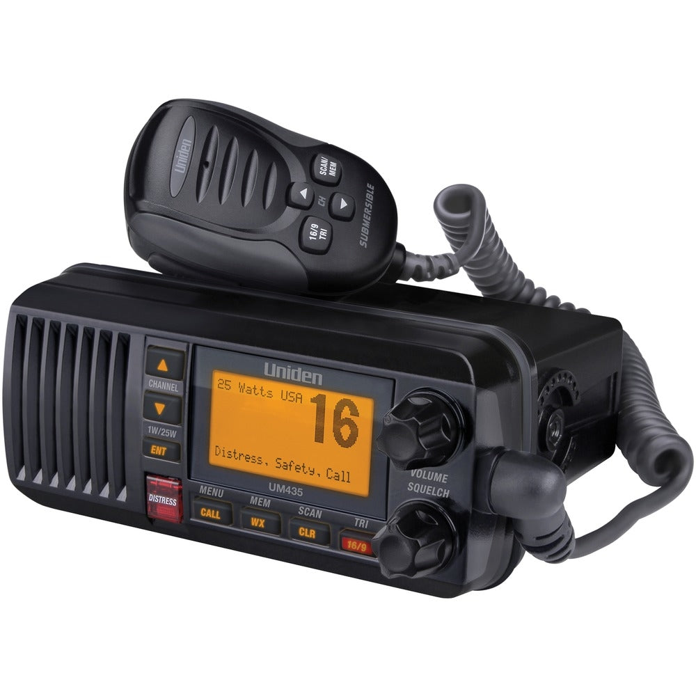 Uniden UM385BK 25 WATT FIXED MOUNT CLASS D SUBMERSIBLE VHF MARINE RADIO 4 DIGIT