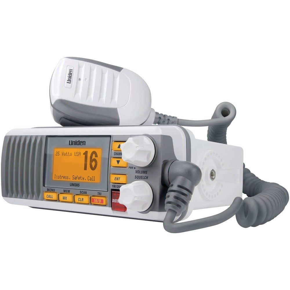 Uniden UM385 VHF Marine Radio - 25W Fixed Mount, Class D Submersible