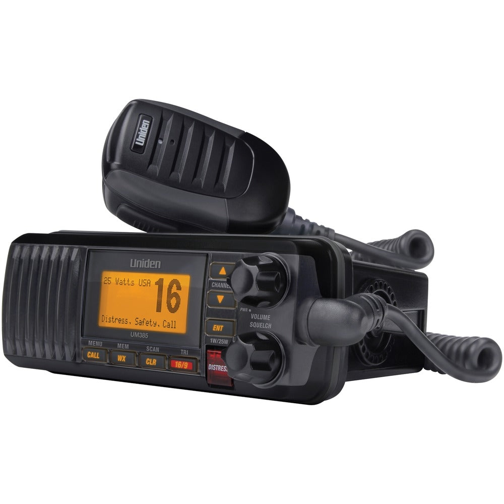 Uniden UM435BK 25 WATT FULL FEATURED FIXED MOUNT VHF MARINE RADIO 4 DIGIT And