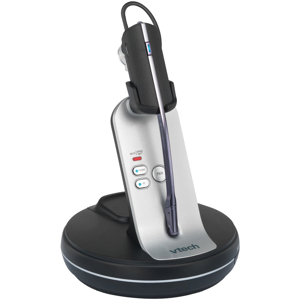 Vtech 80-0348-01 Convertible Office Wireless Headset Silver And Black