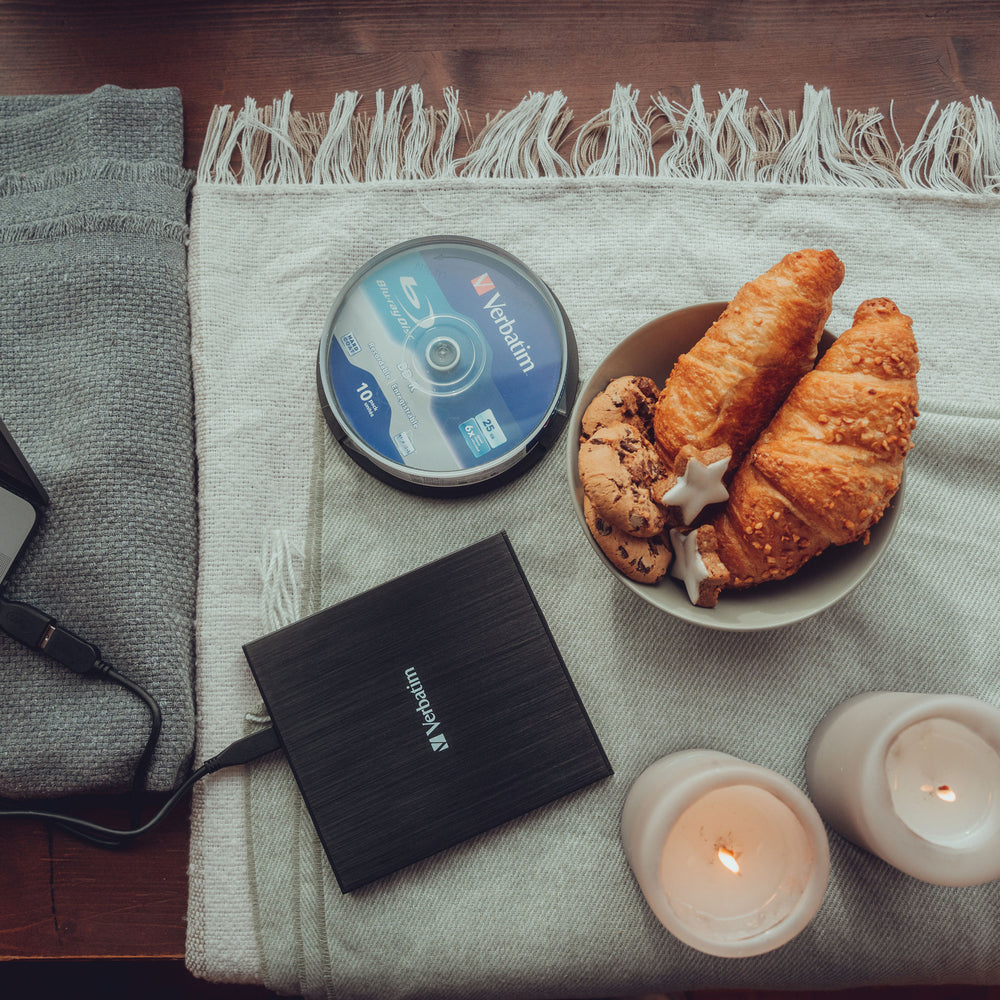 Verbatim 43888 UHD 4K Slimline Blu-Ray Writer External USB 3.1