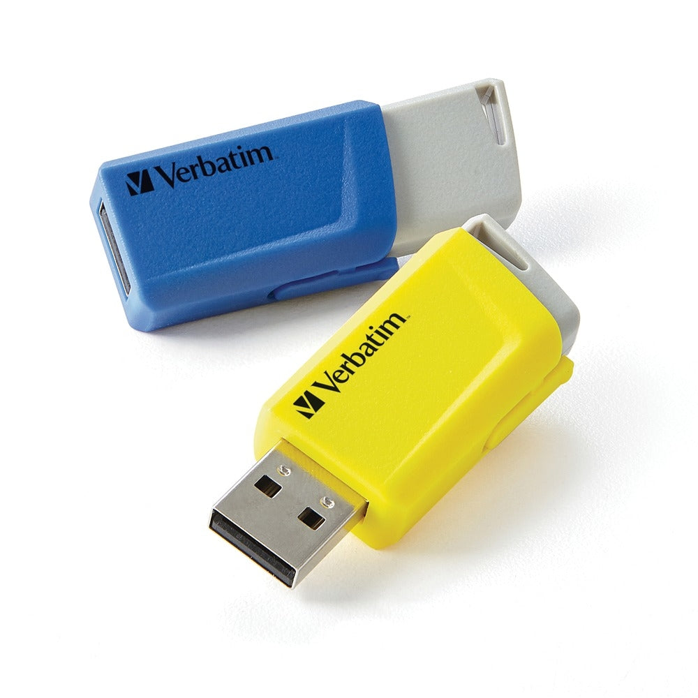 Verbatim 70376 16GB USB Flash Drive 2Pk Blue Yellow - Store 'N' Click Image 1