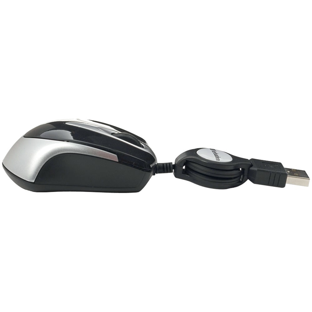 Verbatim 97256 Optical Mini Travel Mouse - Black Retractable Cord