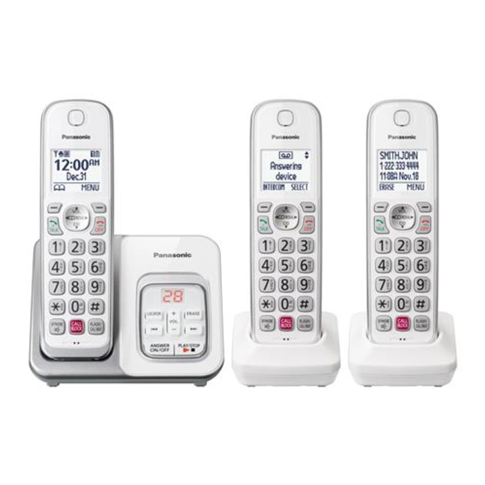 Panasonic KX-TGD833W 3 Handset Cordless Phone with Backlit Display Image 1