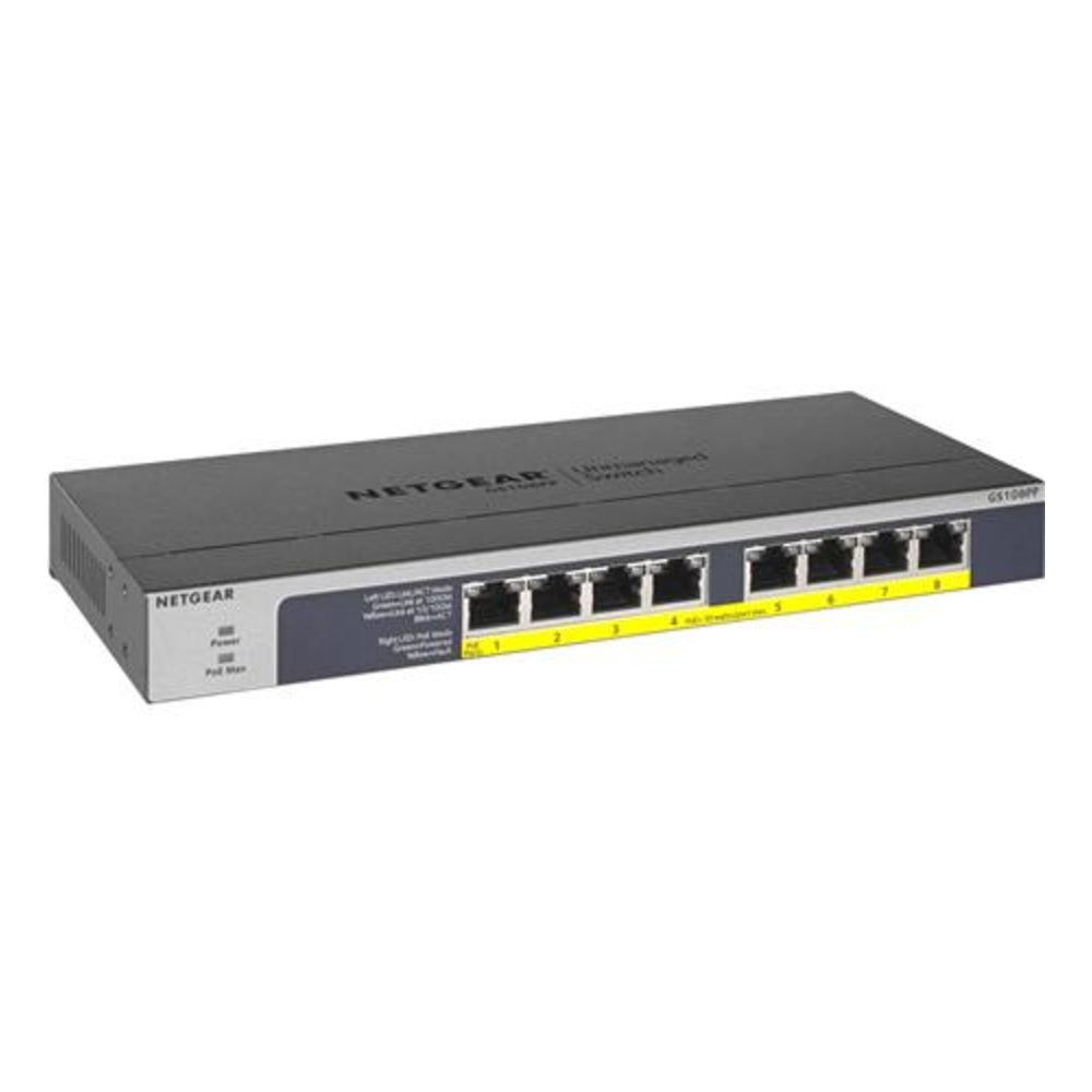 Netgear GS108PP-100NAS 8-Port Poe/Poe+ Gigabit Ethernet Unmanaged Switch Image 1