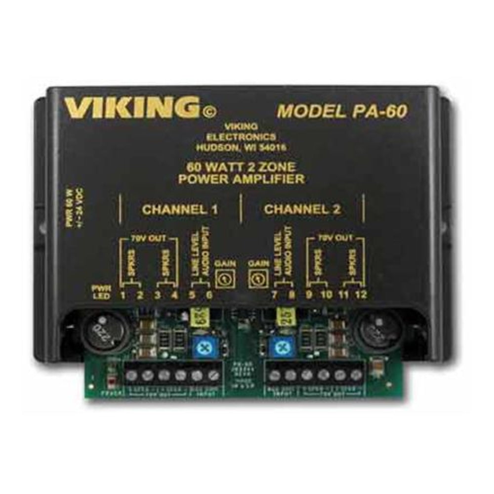 Viking Electronics PA-60 60 Watt 2 Zone Power Amplifier Image 1