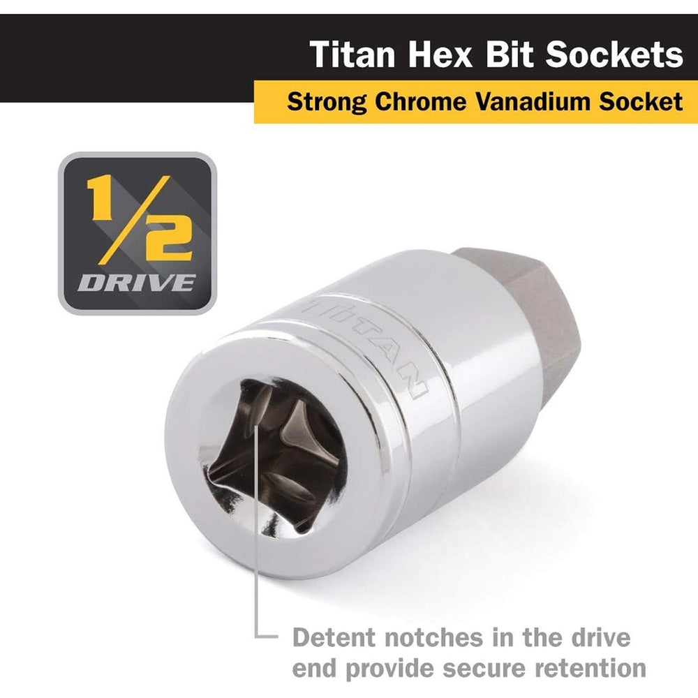 Titan 15622 22mm Hex Bit Socket 1/2" Drive - Strong S2 Steel