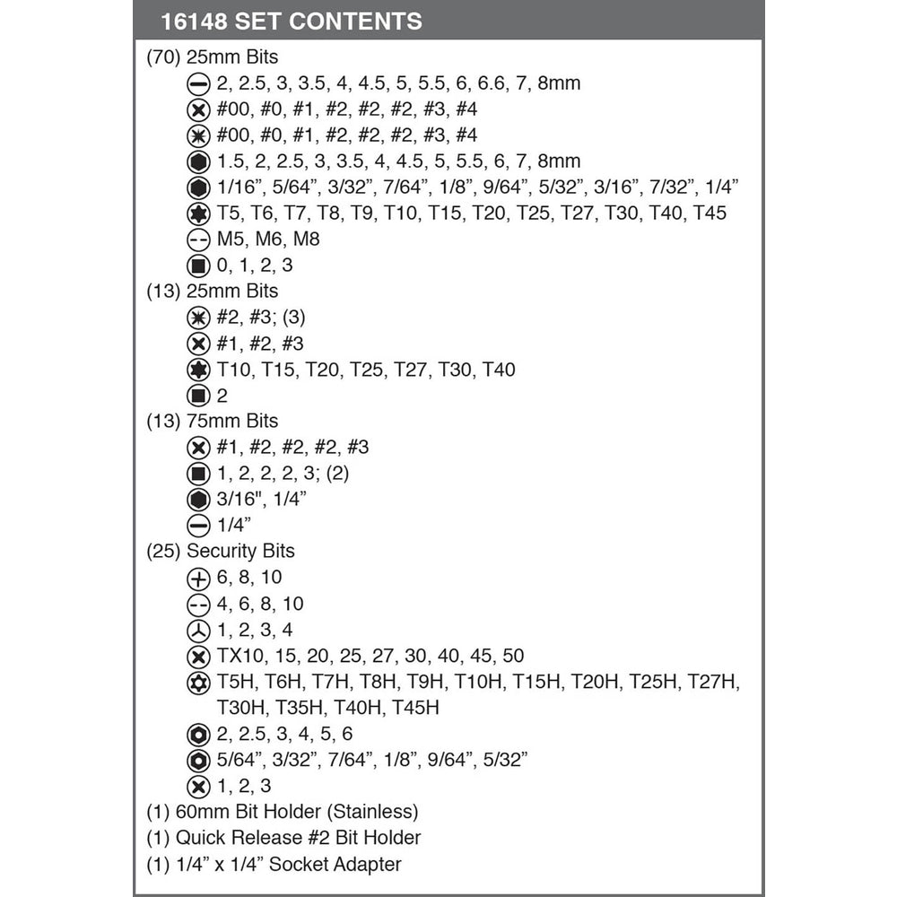 Titan Tools 16148 148pc Master Security Bit Set