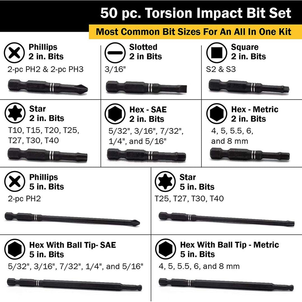 Titan 16251 50-Piece Torsion Impact Bit Set