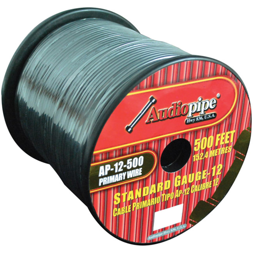 Audiopipe AP12500BK 12 Gauge 500Ft Primary Wire - Black Image 1