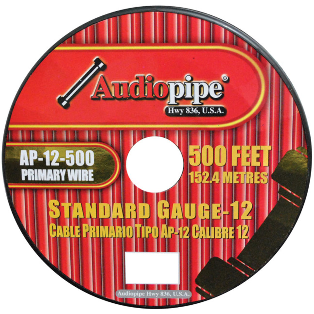 Audiopipe AP12500BK 12 Gauge 500Ft Primary Wire - Black