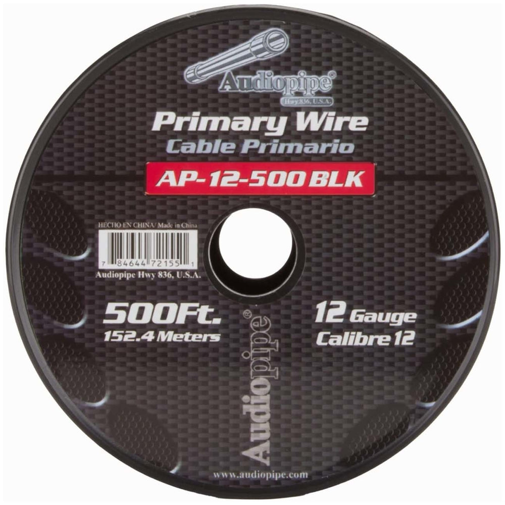 Audiopipe AP12500BK 12 Gauge 500Ft Primary Wire - Black