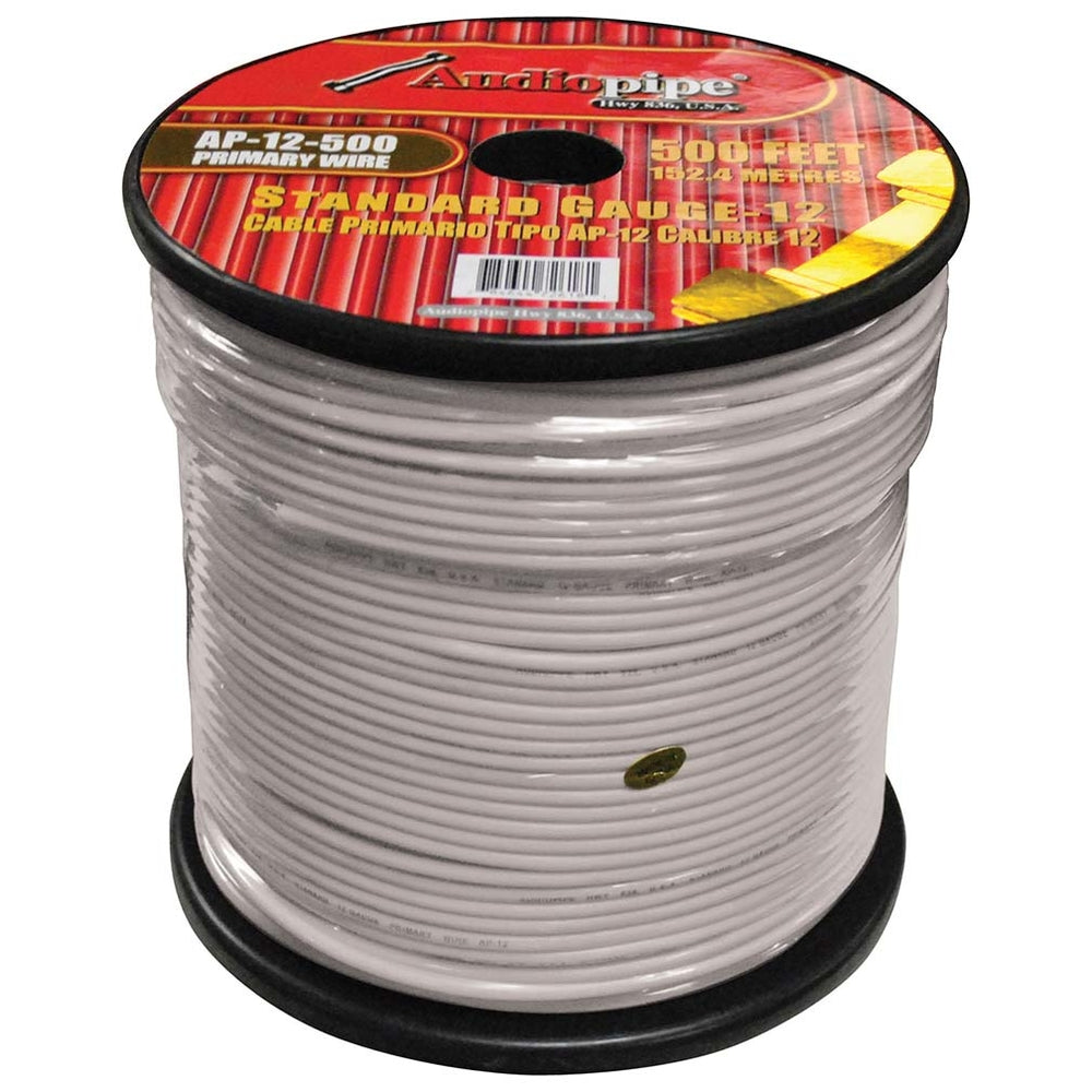 Audiopipe AP-12-500W Primary Wire - 12 Gauge, 500Ft - White Image 1