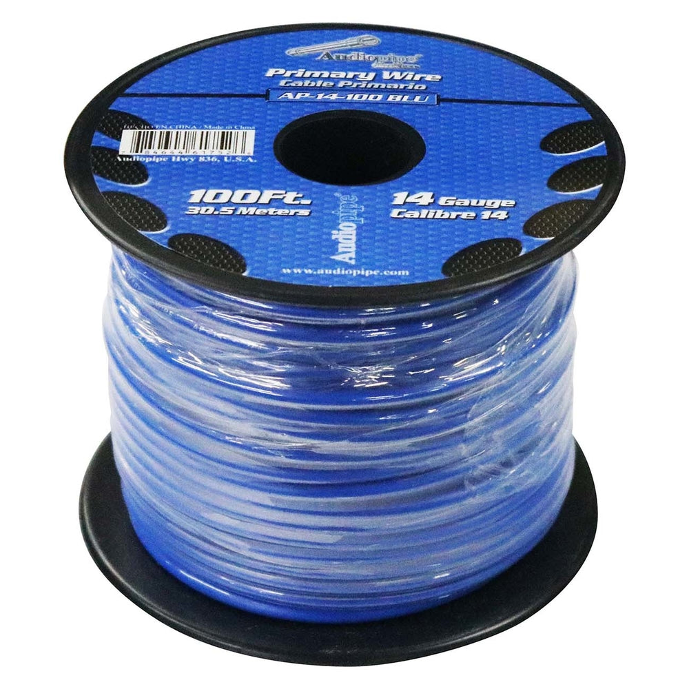 Audiopipe AP14100BL 14-Gauge Blue Primary Wire 100ft Spool Image 1