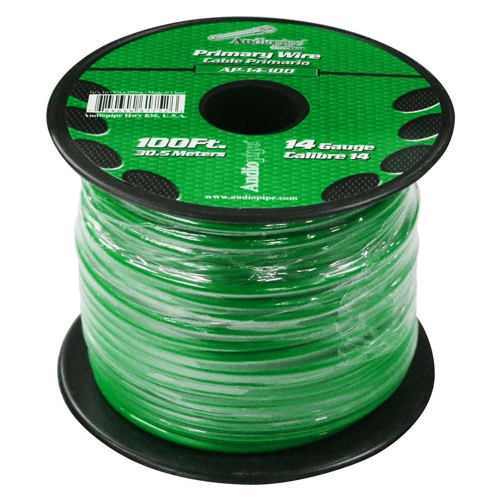 Audiopipe AP-14-100 Green 14 Gauge Primary Wire - 100Ft Image 1