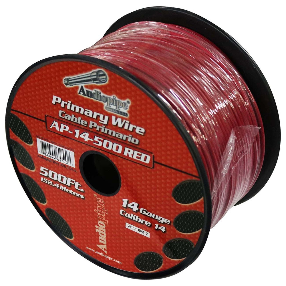 Audiopipe AP14500RD Primary Wire - 14 Gauge, 500Ft - Red