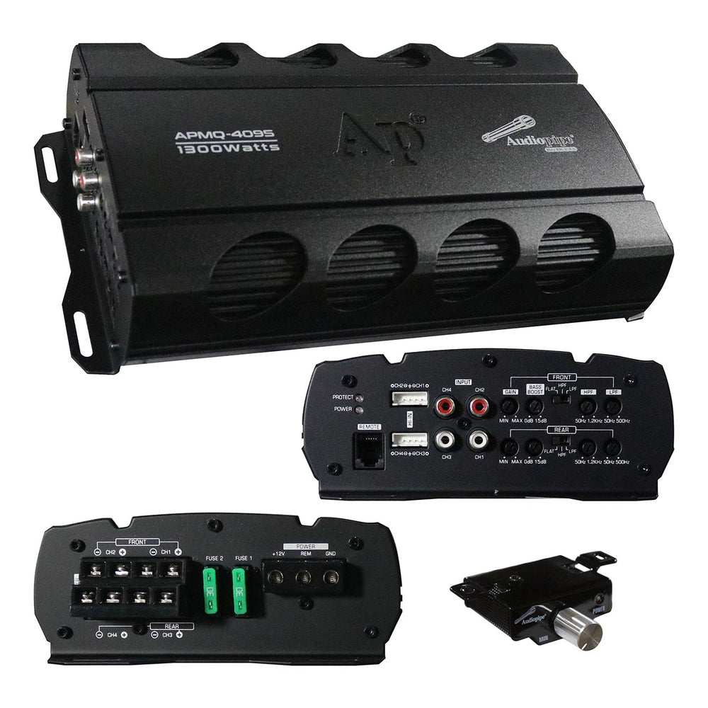 Audiopipe APMQ-4095 1300W Mini 4-Channel A/B Amplifier Image 1