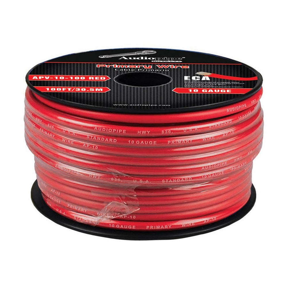 Audiopipe APV-10-100Red Flexible ECA Primary Cable 10 Gauge 100' Red Image 1
