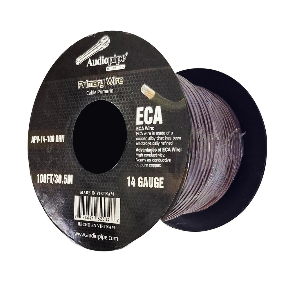 Audiopipe APV-14-100BRN 14-Gauge Primary Wire 100ft Spool Brown Image 1