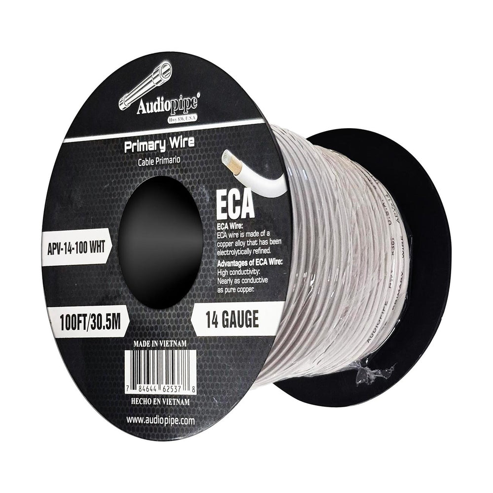 Audiopipe APV-14-100WHT 14-Gauge 100ft White Primary Wire Spool Image 1