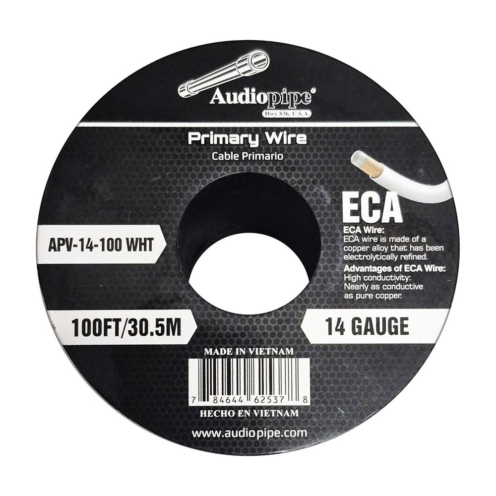 Audiopipe APV-14-100WHT 14-Gauge 100ft White Primary Wire Spool