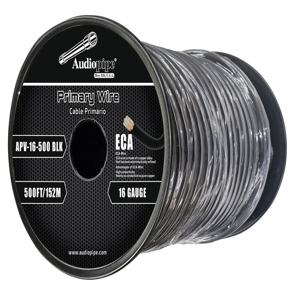 Audiopipe APV16500BLK 16 Gauge 500ft Flexible ECA Primary Cable - Black Image 1