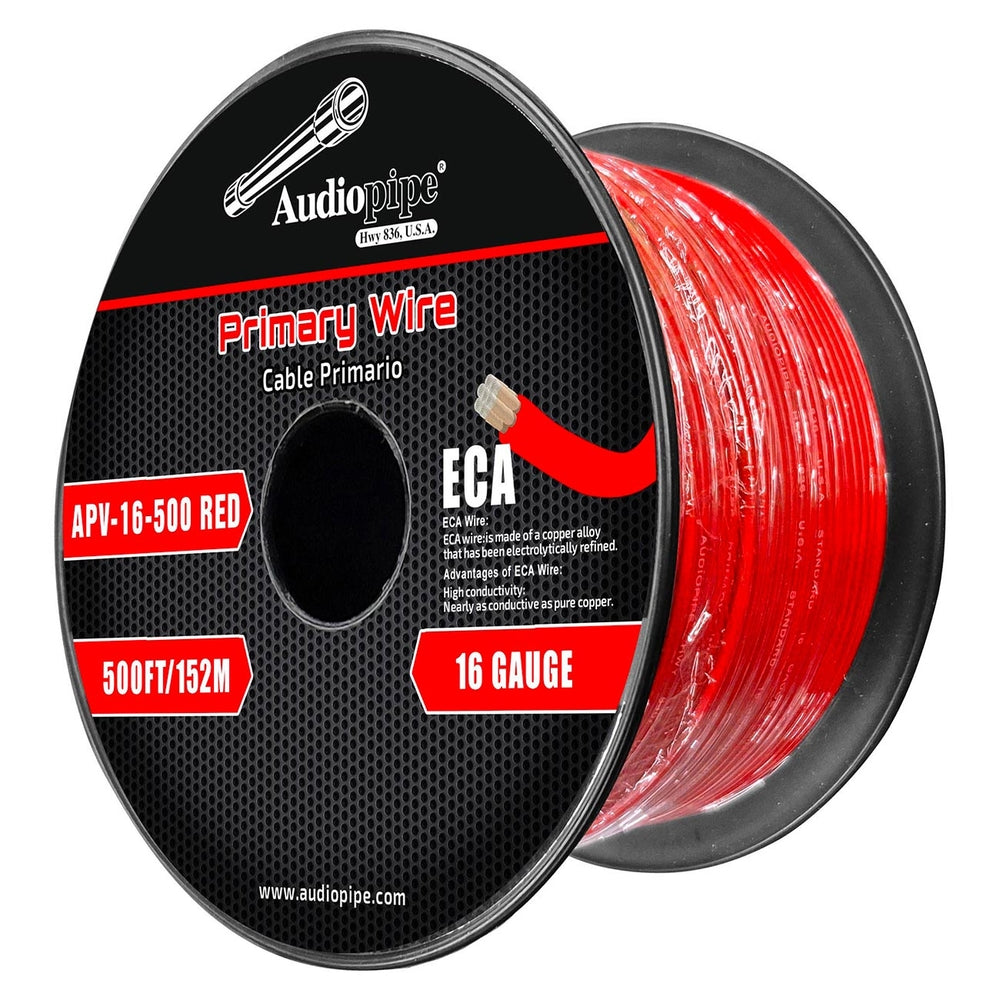 Audiopipe APV-16-500RED Flexible ECA Primary Cable 16 Gauge 500' Red Image 1